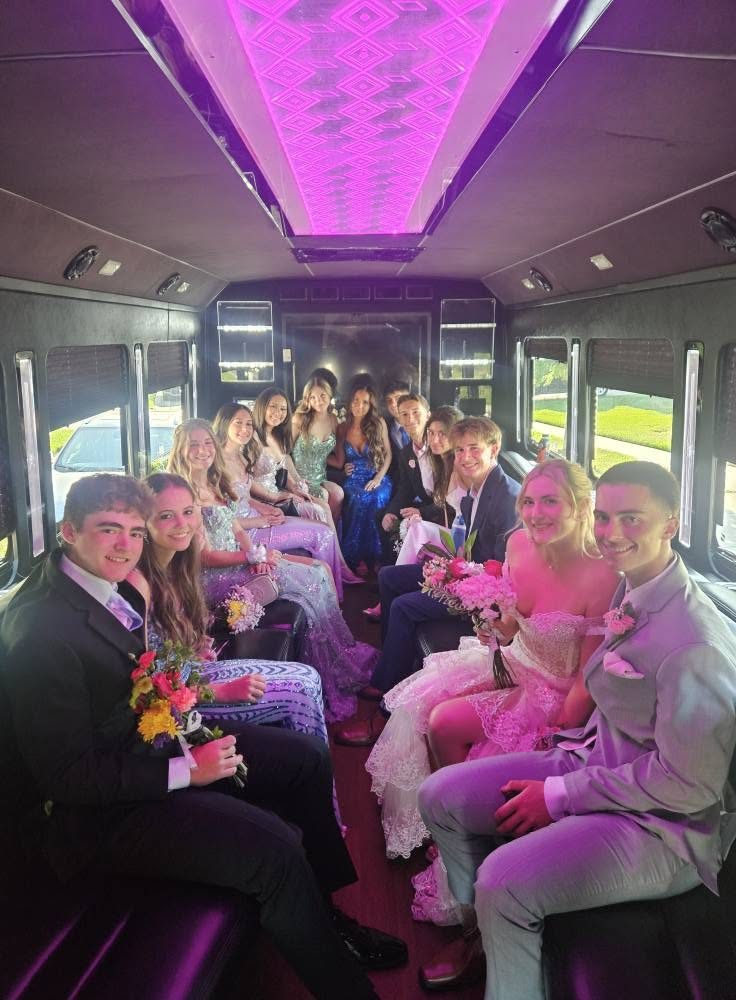 Homecoming crew with bouquets